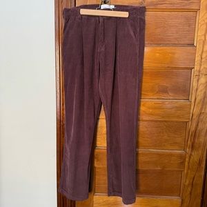 General Admission Midtown Pleated Corduroy Pant Brown Size 34 NWOT